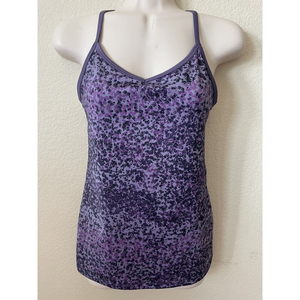 Champion Purple Black Racer Back V Neck Built In Bra Women’s Tank Top Size S